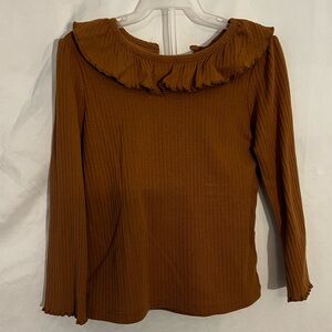 girls ruffled brown blouse. size 5T.